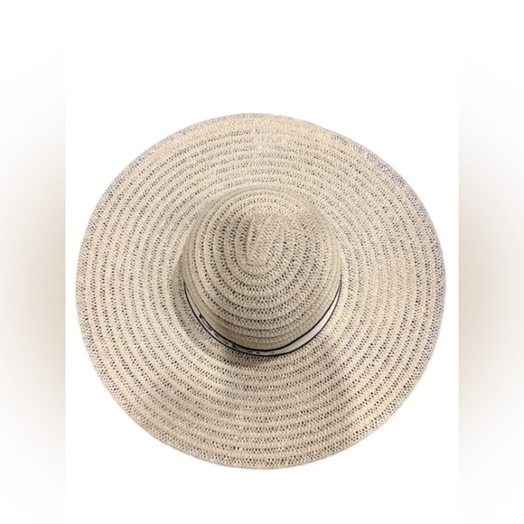 Bebe tan natural straw floppy summer Bebe tan monogram ribbon beach hat new - Picture 10 of 13